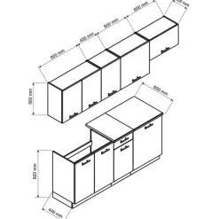 Cucina lineare 240cm completa componibile moderna quercia Dalia