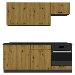 Cucina lineare 200cm completa componibile moderna rovere grafite Crono