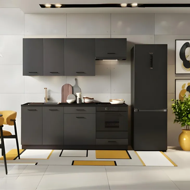 Cucina lineare 200cm completa componibile moderna grafite Crono