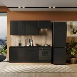 Cucina lineare 200cm completa componibile moderna nera Etrax