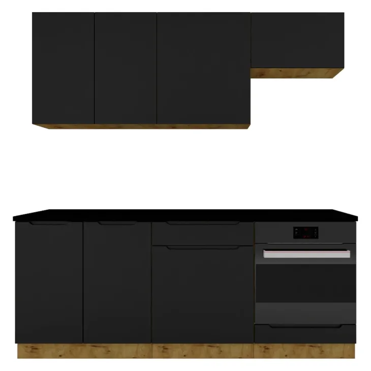 Cucina lineare 200cm completa componibile moderna nera Etrax