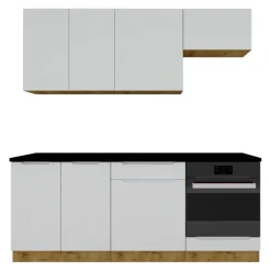 Cucina lineare 200cm completa componibile moderna grigio chiaro Etrax