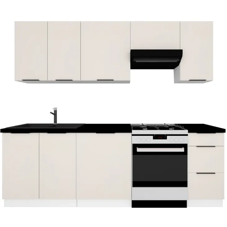 Cucina lineare 240cm completa componibile moderna beige cashmere Luce