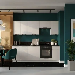 Cucina lineare 240cm completa componibile moderna beige cashmere Luce