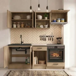 Cucina lineare 180cm completa componibile moderna con vano forno rovere sonoma Dalia