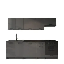 Cucina lineare 240cm completa componibile moderna con vano forno antracite Dalia