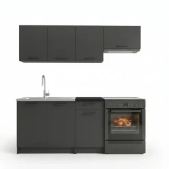Cucina lineare 180cm completa componibile moderna antracite Dalia