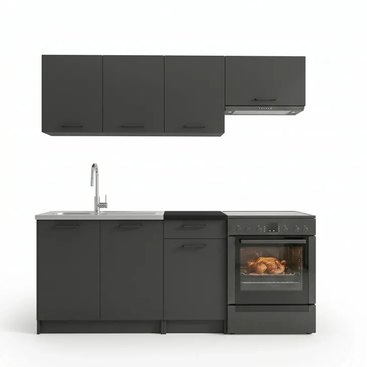 Cucina lineare 180cm completa componibile moderna antracite Dalia