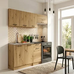Cucina lineare 180cm completa componibile moderna quercia Dalia