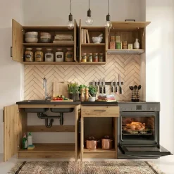 Cucina lineare 180cm completa componibile moderna quercia Dalia
