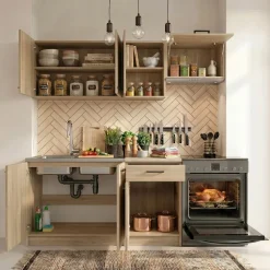 Cucina lineare 180cm completa componibile moderna rovere sonoma Dalia