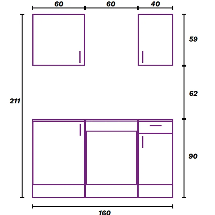 Cucina lineare 160 cm componibile bianco lucido rovere Kimera 5