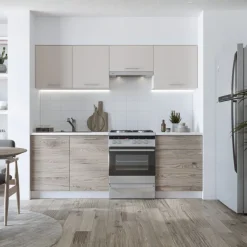 Cucina moderna lineare 220cm rovere beige Noemi