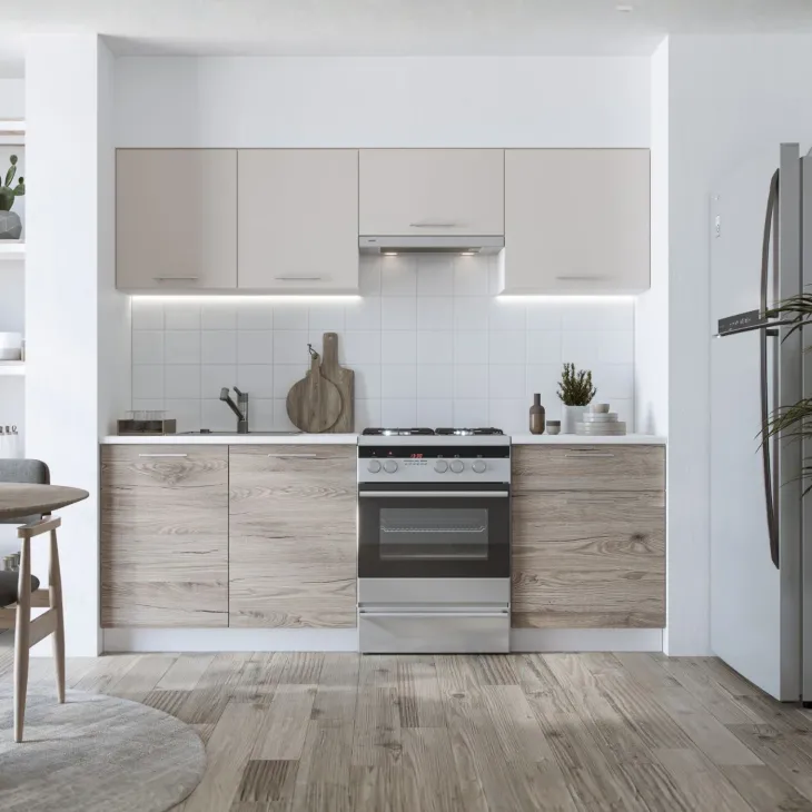 Cucina moderna lineare 220cm rovere beige Noemi