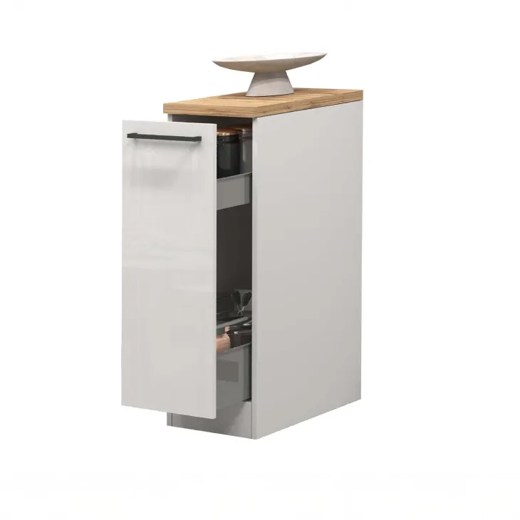 Dispensa cucina bassa 30x85h cm scorrevole bianco rovere Gourmet