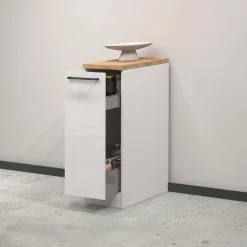 Dispensa cucina bassa 30x85h cm scorrevole bianco rovere Gourmet