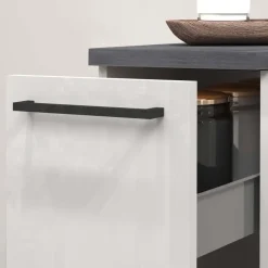 Dispensa cucina bassa 30x85h cm scorrevole bianco grigio pietra Gourmet