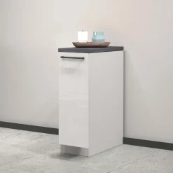 Dispensa cucina bassa 30x85h cm scorrevole bianco grigio pietra Gourmet