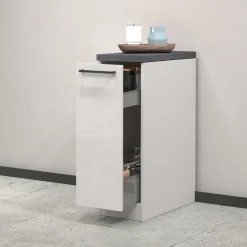 Dispensa cucina bassa 30x85h cm scorrevole bianco grigio pietra Gourmet