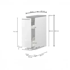 Dispensa cucina bassa 30x85h cm scorrevole bianco grigio pietra Gourmet