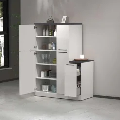 Dispensa cucina bassa 30x85h cm scorrevole bianco grigio pietra Gourmet