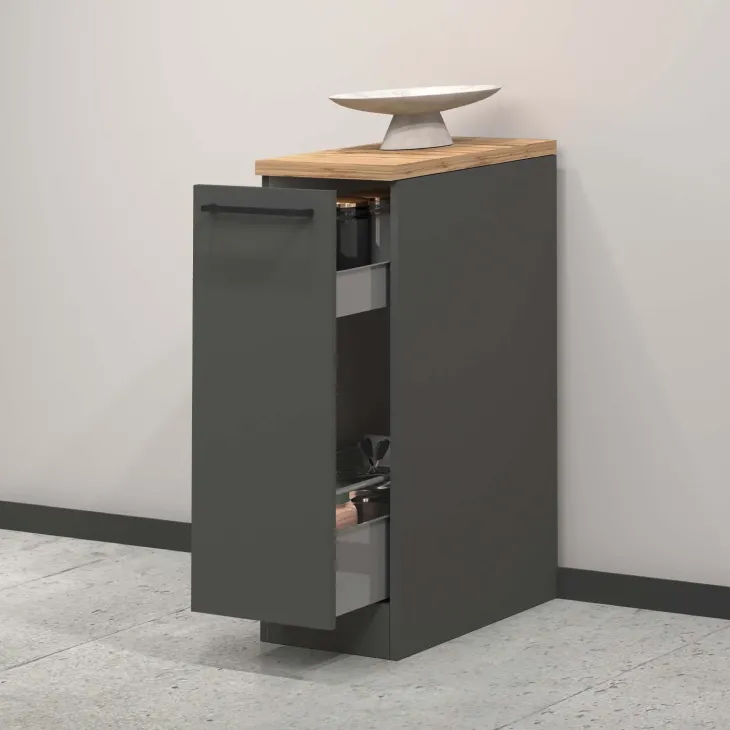 Dispensa cucina bassa 30x85h cm scorrevole antracite rovere Gourmet