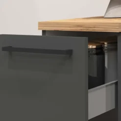 Dispensa cucina bassa 30x85h cm scorrevole antracite rovere Gourmet