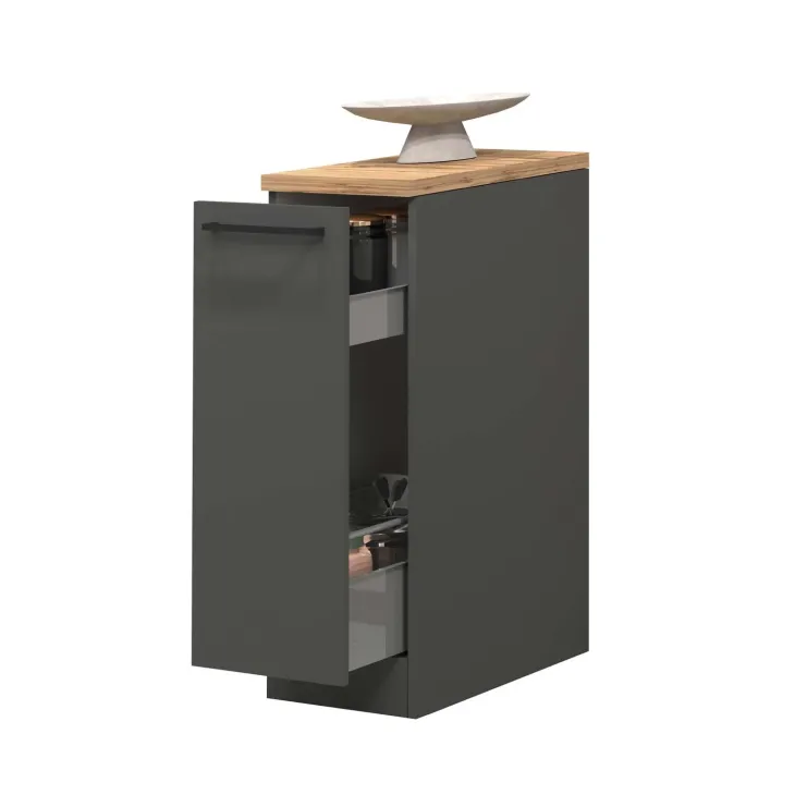 Dispensa cucina bassa 30x85h cm scorrevole antracite rovere Gourmet
