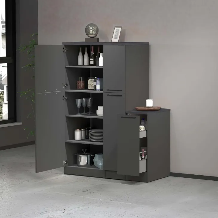 Dispensa cucina bassa 30x85h cm scorrevole antracite grigio pietra Gourmet