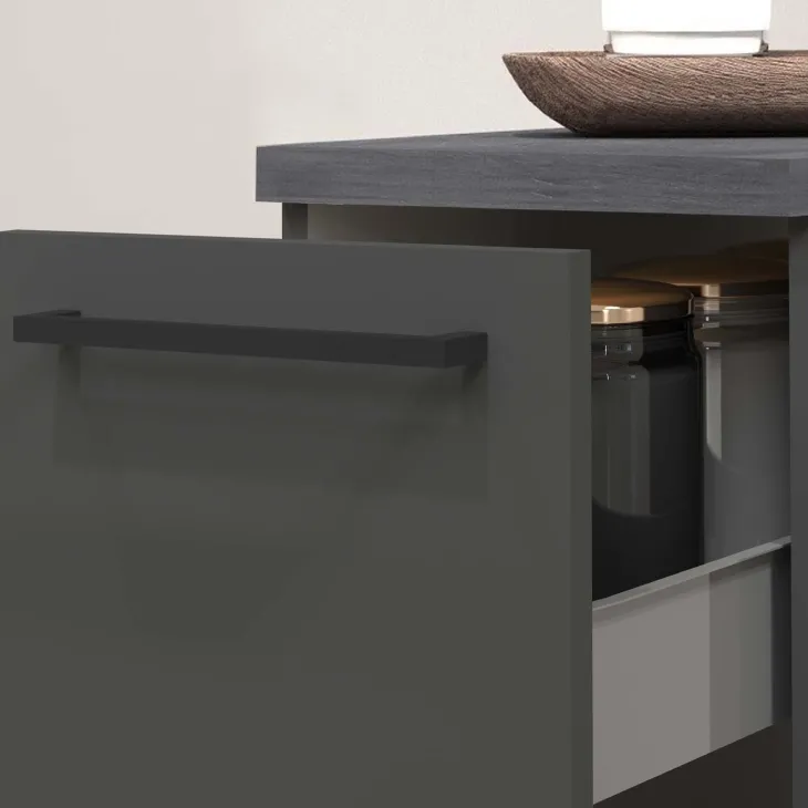 Dispensa cucina bassa 30x85h cm scorrevole antracite grigio pietra Gourmet