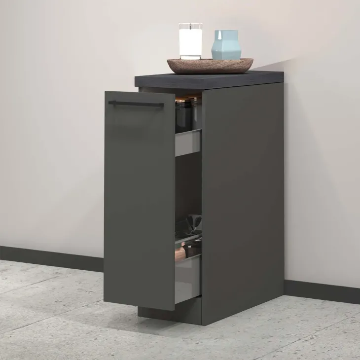 Dispensa cucina bassa 30x85h cm scorrevole antracite grigio pietra Gourmet