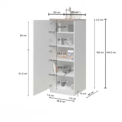 Dispensa cucina 60x165h cm 4 ripiani bianco rovere Gourmet