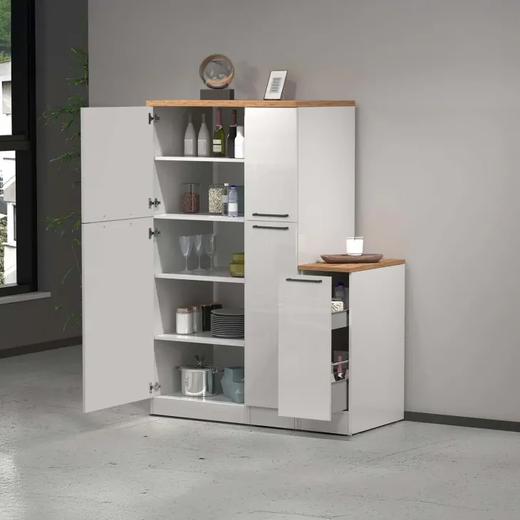 Dispensa cucina 60x165h cm 4 ripiani bianco rovere Gourmet
