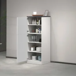 Dispensa cucina 60x165h cm 4 ripiani bianco grigio pietra Gourmet