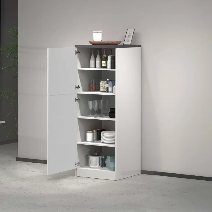 Dispensa cucina 60x165h cm 4 ripiani bianco grigio pietra Gourmet