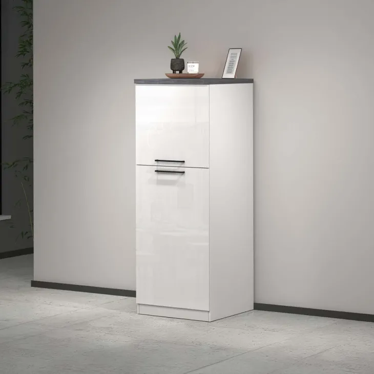 Dispensa cucina 60x165h cm 4 ripiani bianco grigio pietra Gourmet
