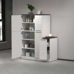 Dispensa cucina 60x165h cm 4 ripiani bianco grigio pietra Gourmet