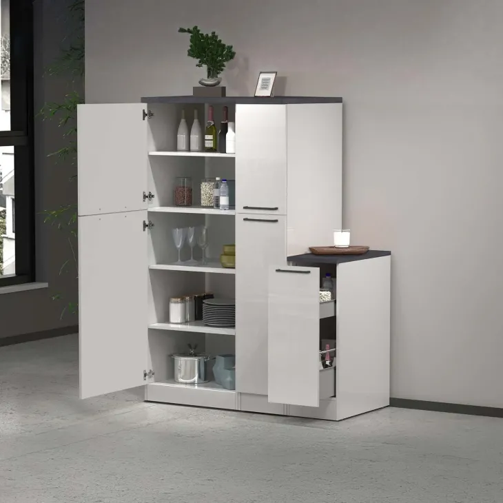 Dispensa cucina 60x165h cm 4 ripiani bianco grigio pietra Gourmet