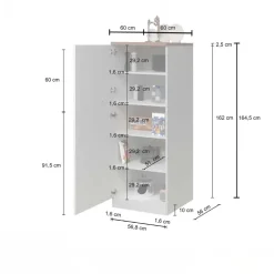Dispensa cucina 60x165h cm 4 ripiani antracite rovere Gourmet
