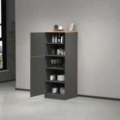 Dispensa cucina 60x165h cm 4 ripiani antracite rovere Gourmet