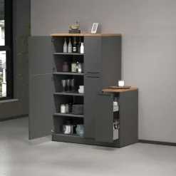 Dispensa cucina 60x165h cm 4 ripiani antracite rovere Gourmet