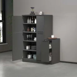 Dispensa cucina 60x165h cm 4 ripiani antracite grigio pietra Gourmet