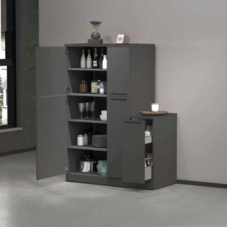 Dispensa cucina 60x165h cm 4 ripiani antracite grigio pietra Gourmet