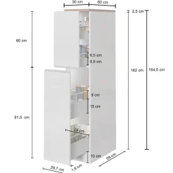 Dispensa cucina 30x165h cm scorrevole bianco rovere Gourmet