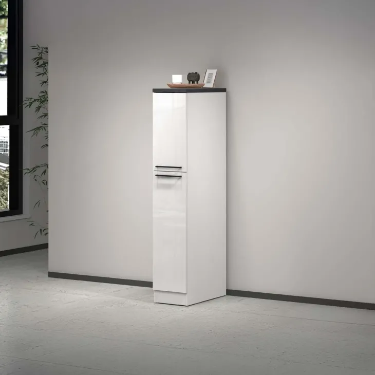 Dispensa cucina 30x165h cm scorrevole bianco grigio pietra Gourmet