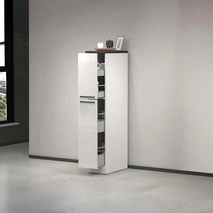 Dispensa cucina 30x165h cm scorrevole bianco grigio pietra Gourmet