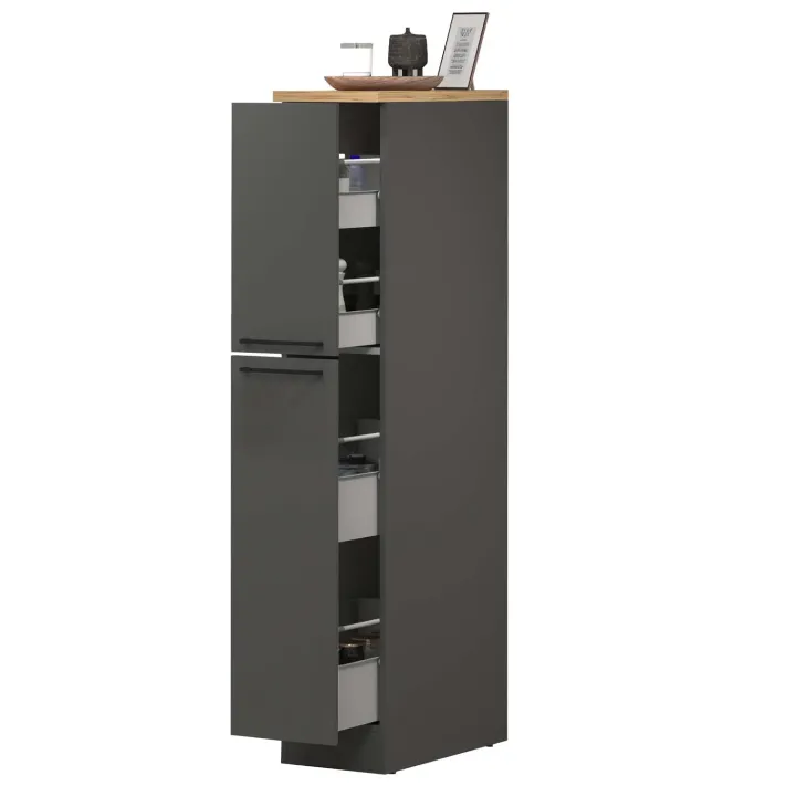 Dispensa cucina 30x165h cm scorrevole antracite rovere Gourmet