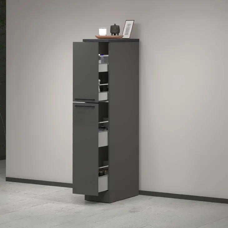 Dispensa cucina 30x165h cm scorrevole antracite grigio pietra Gourmet