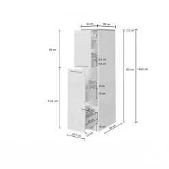 Dispensa cucina 30x165h cm scorrevole antracite grigio pietra Gourmet