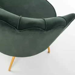 Divanetto 2 posti imbottito 131x77cm in velluto verde gambe oro Gabriella